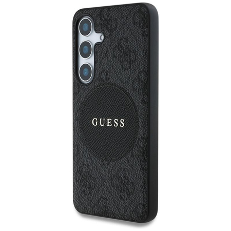 Guess 4G Round Patch Classic Logo MagSafe - Hülle für Samsung Galaxy S25+ (schwarz)