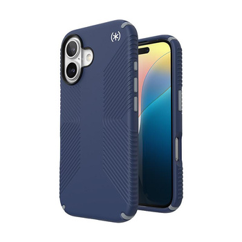 Speck Presidio2 Grip - iPhone 16 Hülle (Küstenblau / Staubgrau / Weiß)