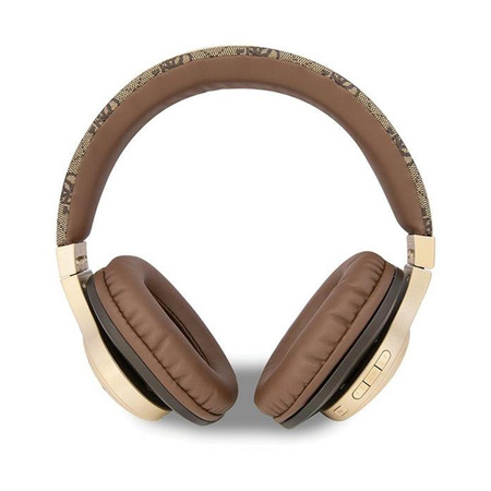 Guess 4G Script Metal Logo - bezdrátová sluchátka do uší Bluetooth V5.3 (hnědá)