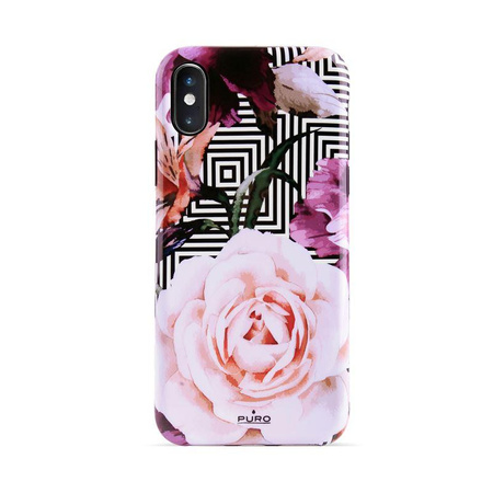 PURO Glam Geo Blumen - iPhone Xs / X Hülle (Rosa Pfingstrosen)