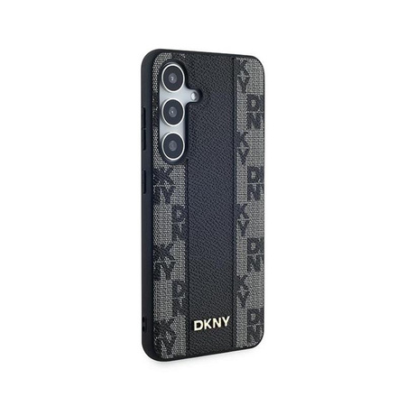 DKNY Leather Checkered Mono Pattern MagSafe - Étui Samsung Galaxy S24+ (noir)