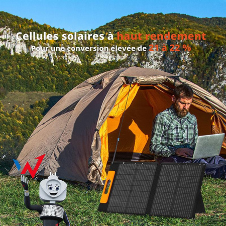 Wonder Ws60 - Solární panel / solární nabíječka 60W s výstupem USB-C PD 30W a USB-A QC 18W (černá)