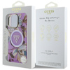 Guess Glitter Flowers Triangle Buttons MagSafe - Hülle für iPhone 16 Pro Max (lila)