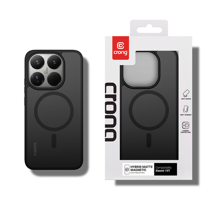 Etui do Xiaomi 15T MagSafe Crong Hybrid Matte Czarne Matowe Wytrzymałe