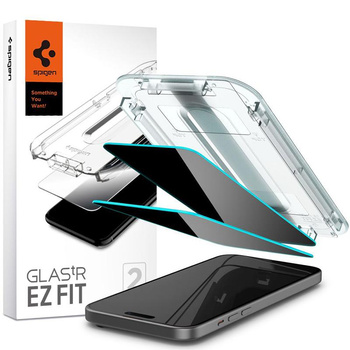 Spigen GLAS.TR EZ FIT Privacy 2-Pack - Edzett üveg adatvédelmi szűrővel iPhone 15 Plus / 16 Plus készülékhez 2 db