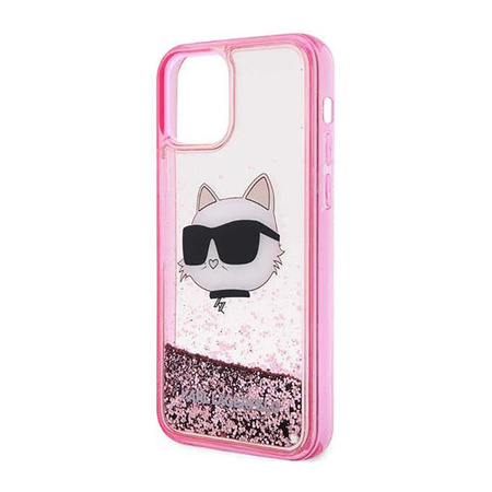 Karl Lagerfeld Liquid Glitter NFT Choupette Head - Hülle für iPhone 12 / iPhone 12 Pro (Pink)