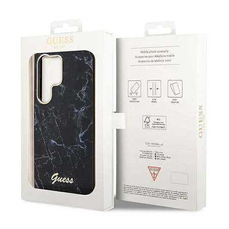 Guess Marble Collection - pouzdro pro Samsung Galaxy S23 Ultra (černé)