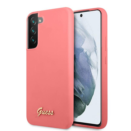 Guess Silicone Script Metal Logo - Etui Samsung Galaxy S22 (fuchsia)