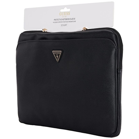 Guess Grained Zipper Pocket Triangle Logo Sleeve - 14" Notebook Case (black)