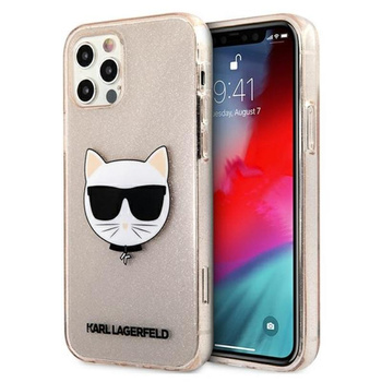 Karl Lagerfeld Choupette Head Glitter - pouzdro pro iPhone 12 / iPhone 12 Pro (zlaté)