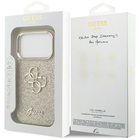 Guess Fixed Glitter Big 4G Metal Frame - Hülle iPhone 17 Pro (gold)