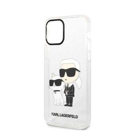Karl Lagerfeld IML Glitter NFT Karl & Choupette - pouzdro pro iPhone 12 / iPhone 12 Pro (průhledné)