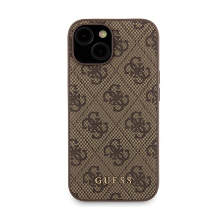 Guess Bundle Pack MagSafe 4G Metal Gold Logo - tok szett + Power Bank 5000mAh MagSafe iPhone 15 (barna)