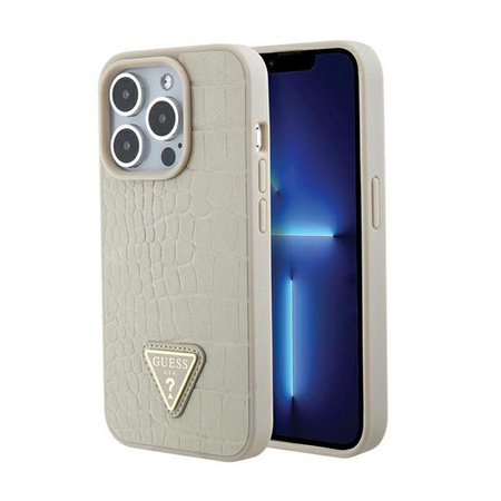 Guess Croco Triangle Metal Logo - iPhone 15 Pro Max Case (Gold)