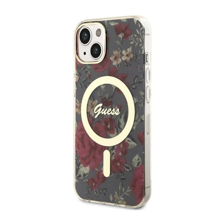 Guess Flower MagSafe - Case for iPhone 14 Plus (Green)