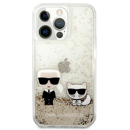 Karl Lagerfeld Liquid Glitter Karl & Choupette - pouzdro pro iPhone 13 Pro Max (zlaté)