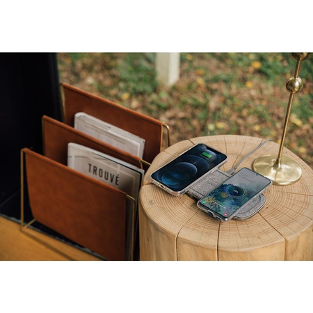 Moshi Sette Q - Podwójna bezprzewodowa ładowarka indukcyjna Qi do iPhone i Android (Nordic Grey)