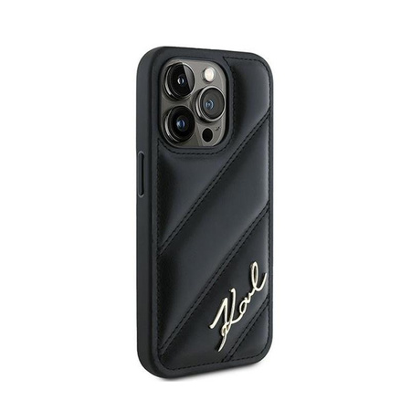 Karl Lagerfeld Diagonal Quilted Script - Coque iPhone 15 Pro Max (noir)