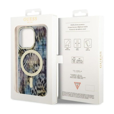 Guess Leopard MagSafe - iPhone 14 Pro Case (Blue)