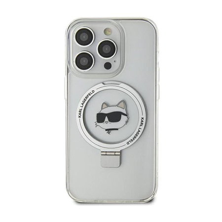 Karl Lagerfeld Ring Stand Choupette Head MagSafe - iPhone 15 Pro Max Case (white)