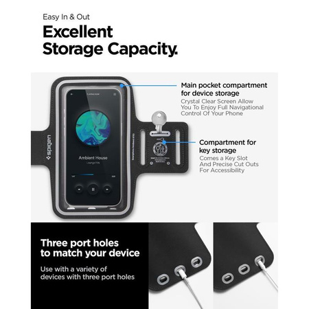 Spigen A703 Dynamic Shield Armband - pouzdro / sportovní pásek na ruku pro smartphone do 6,9" (černý)