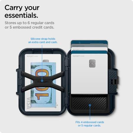 Spigen Lock Fit MagSafe - mágneses pénztárca (Metal Slate)