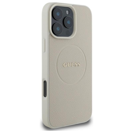 Pouzdro Guess Grained Ring MagSafe - iPhone 16 Pro Max (béžové)