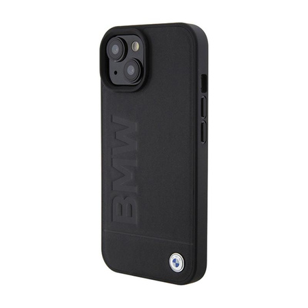 BMW Leder Hot Stamp MagSafe - iPhone 15 Plus Tasche (Schwarz)