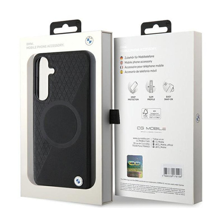 BMW Leather Half Textured & Circle MagSafe - Case for Samsung Galaxy S24+ (black)