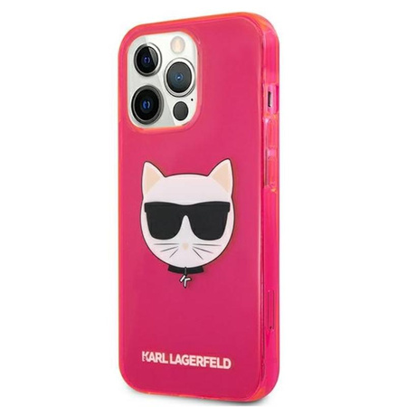 Karl Lagerfeld Choupette Head - iPhone 13 Pro Max tok (fluo rózsaszín)