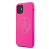 Guess Slilicon 4G Logo ton sur ton - Coque iPhone 11 (Fuchsia)