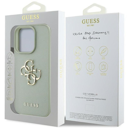 Guess Grained Big 4G Logo Small Classic Logo - pouzdro pro iPhone 16 Pro Max (zelené)