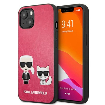 Karl Lagerfeld PU-Leder mit Karl & Choupette-Prägung - iPhone 13 Mini Tasche (fuchsia)