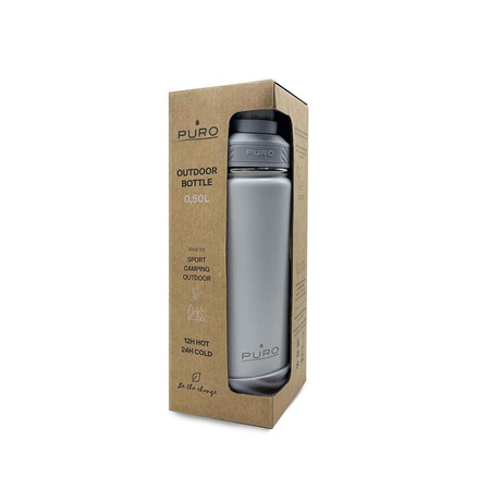 PURO Outdoor - Bouteille thermique en acier inoxydable 500 ml (Gris clair)