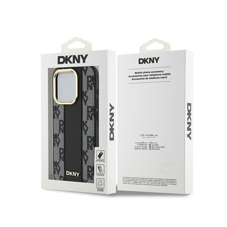 DKNY Leather Checkered Mono Pattern MagSafe - iPhone 15 Pro Case (black)