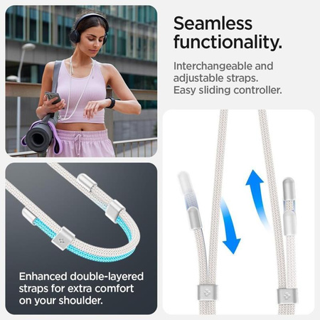 Spigen Universal Strap Set Crossbody & Wrist - Popruh na telefon na rameno a zápěstí (Pearl White)