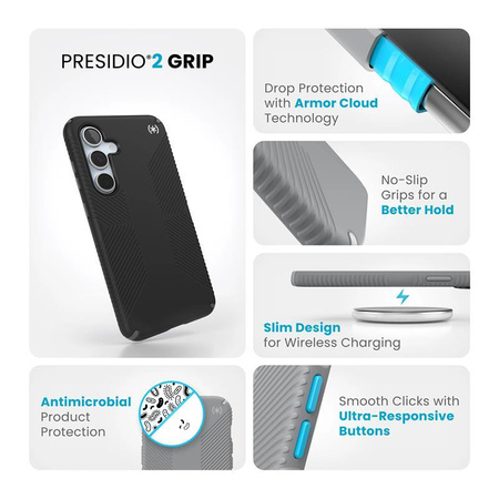 Speck Presidio2 Grip - Etui Samsung Galaxy S24 FE (czarny/szary/ biały)