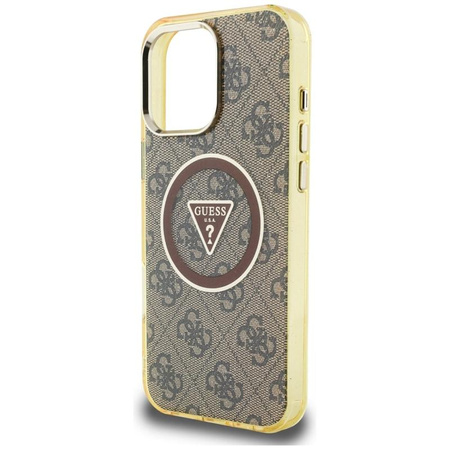 Guess IML Metal Glitter 4G Circle Triangle MagSafe - Case for iPhone 16 Pro (brown)