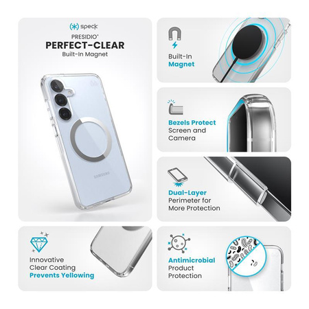 Speck Presidio® Perfect-Clear Magnet – przezroczysta ochrona z magnetycznym wsparciem dla Galaxy S25+ i S24+