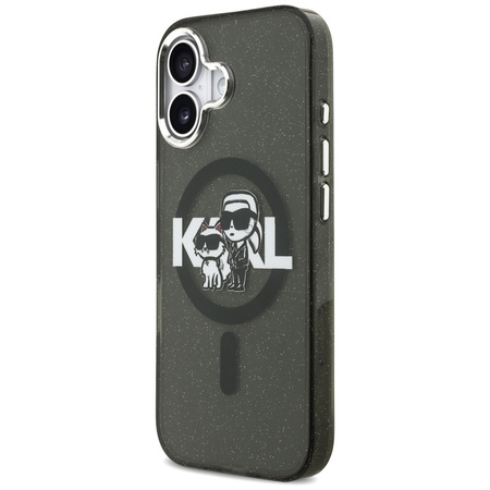 Karl Lagerfeld IML Glitter Karl & Choupette Sketch Logo MagSafe - kryt na iPhone 17 (černý)