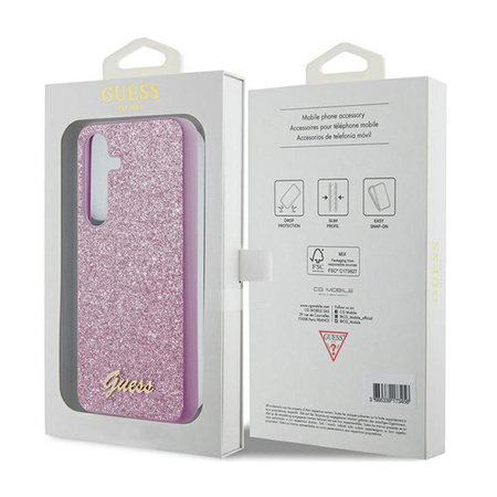 Guess Glitter Flakes Metal Logo Case -  Tasche für Samsung Galaxy S24 (Lila)