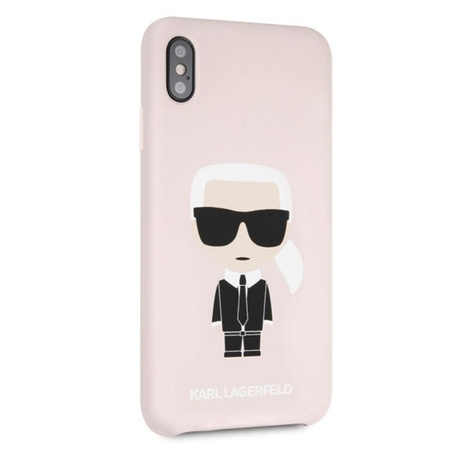 Karl Lagerfeld Silicone Iconic - pouzdro pro iPhone Xs Max (světle růžové)