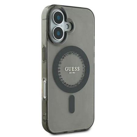 Guess IML Rhinestones MagSafe - Case for iPhone 16 (Black)