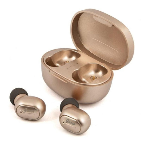 Guess Script Logo - TWS Bluetooth Headphones + Charging Case (Gold)