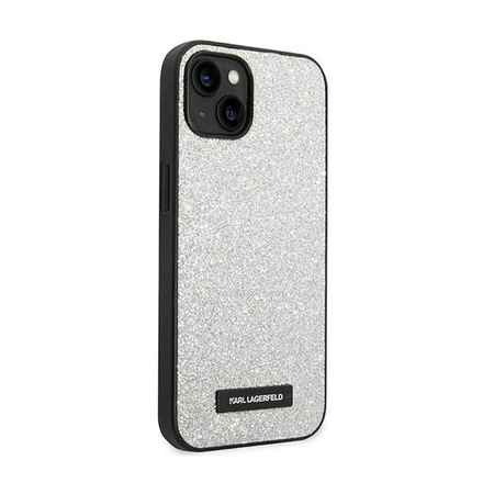 Karl Lagerfeld Glitter Plaque Logo - pouzdro na iPhone 14 (stříbrné)