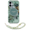 Guess IML Flowers With Pearl Strap MagSafe - iPhone 16 Case (vert)