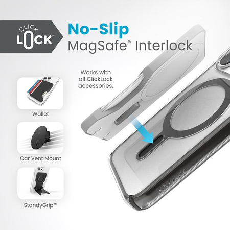 Speck Presidio Perfect-Clear ClickLock & Magsafe - Hülle für iPhone 15 Pro (Clear / Frosted Black / Slate Grey)