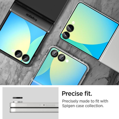 Spigen Optik Pro HD GLAS.TR EZ Fit Camera Protector 2er-Pack - Objektivschutzglas für Samsung Galaxy Z Flip 7 (Schwarz)