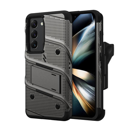 ZIZO BOLT Series - Armored case for Samsung Galaxy S23 with 9H glass for screen + holder with stand (gray)