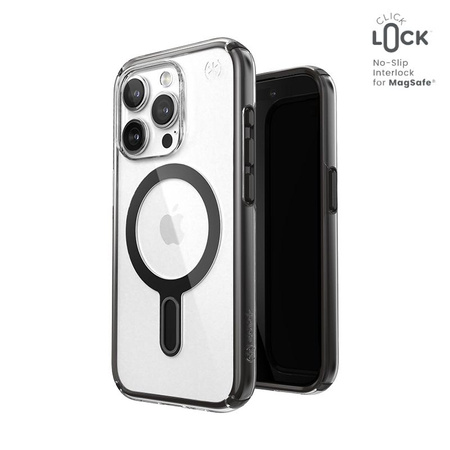 Speck Presidio Perfect-Clear ClickLock & Magsafe - Case for iPhone 15 Pro (Clear / Frosted Black / Slate Grey)